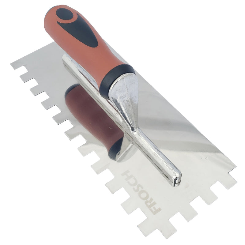 FROSCH Square Notch Stainless Steel Trowel - 1/2" X 1/2" [BOX of 24 Trowels]