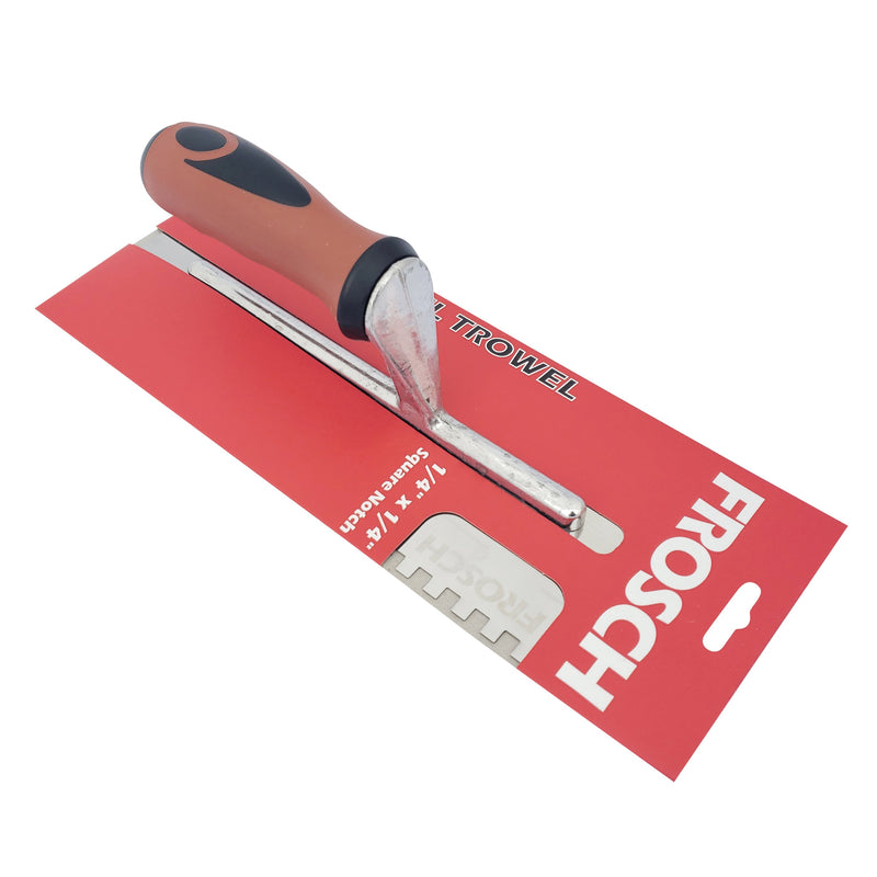 FROSCH Square Notch Stainless Steel Trowel - 1/4" X 1/4" [BOX of 24 Trowels]