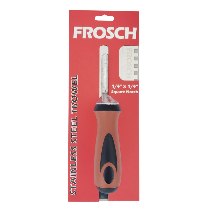 FROSCH Square Notch Stainless Steel Trowel - 1/4" X 1/4" [BOX of 24 Trowels]