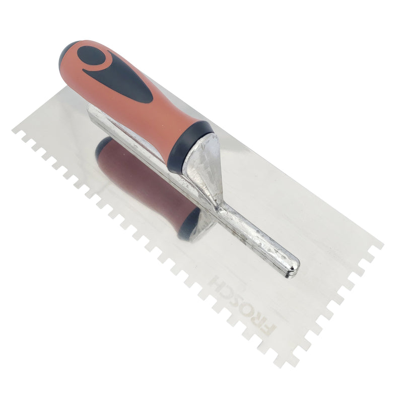 FROSCH Square Notch Stainless Steel Trowel - 1/4" X 1/4" [BOX of 24 Trowels]