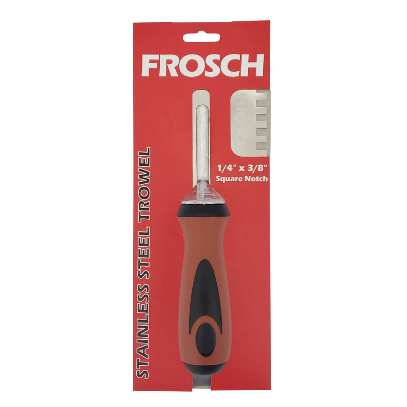 FROSCH Square Notch Stainless Steel Trowel - 1/4" X 3/8" [BOX of 24 Trowels]