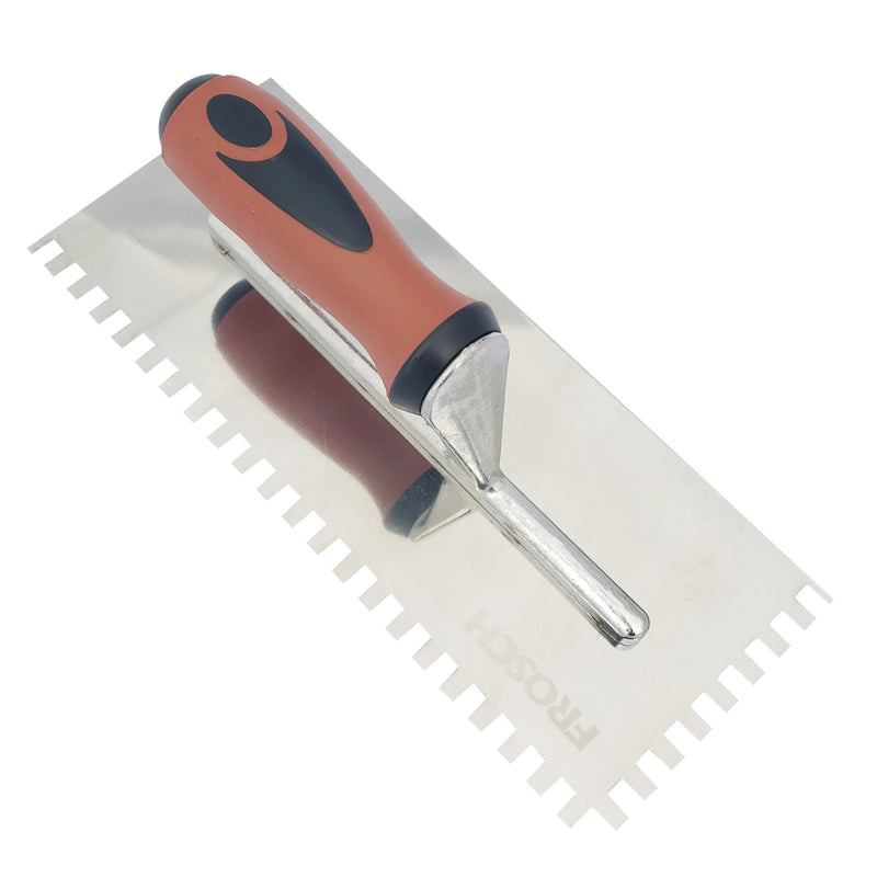 FROSCH Square Notch Stainless Steel Trowel - 1/4" X 3/8" [BOX of 24 Trowels]