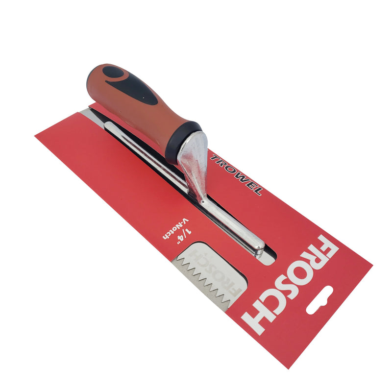 FROSCH V-Notch Stainless Steel Trowel - 1/4" X 1/4" [BOX of 24 Trowels]