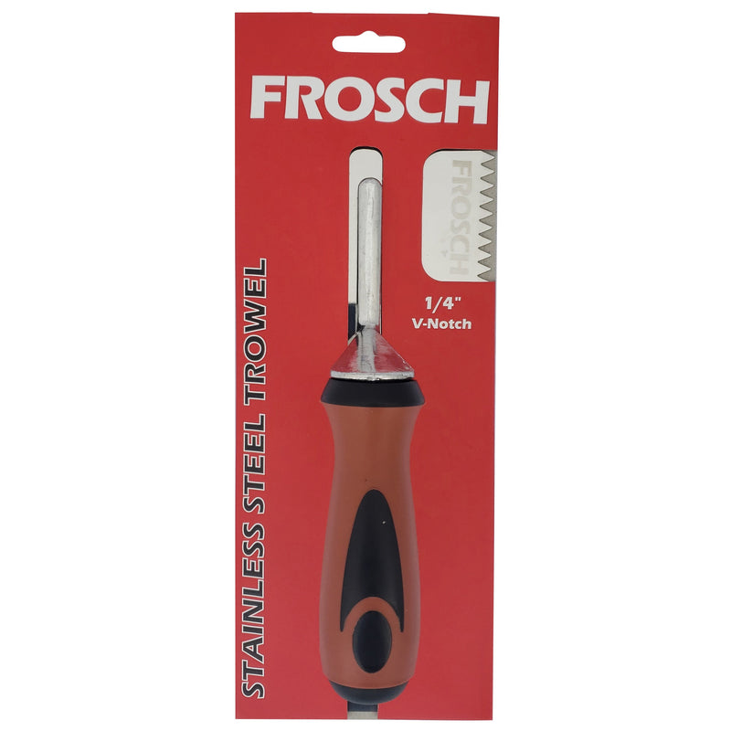 FROSCH V-Notch Stainless Steel Trowel - 1/4" X 1/4" [BOX of 24 Trowels]