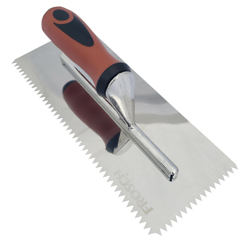 FROSCH V-Notch Stainless Steel Trowel - 1/4" X 1/4" [BOX of 24 Trowels]