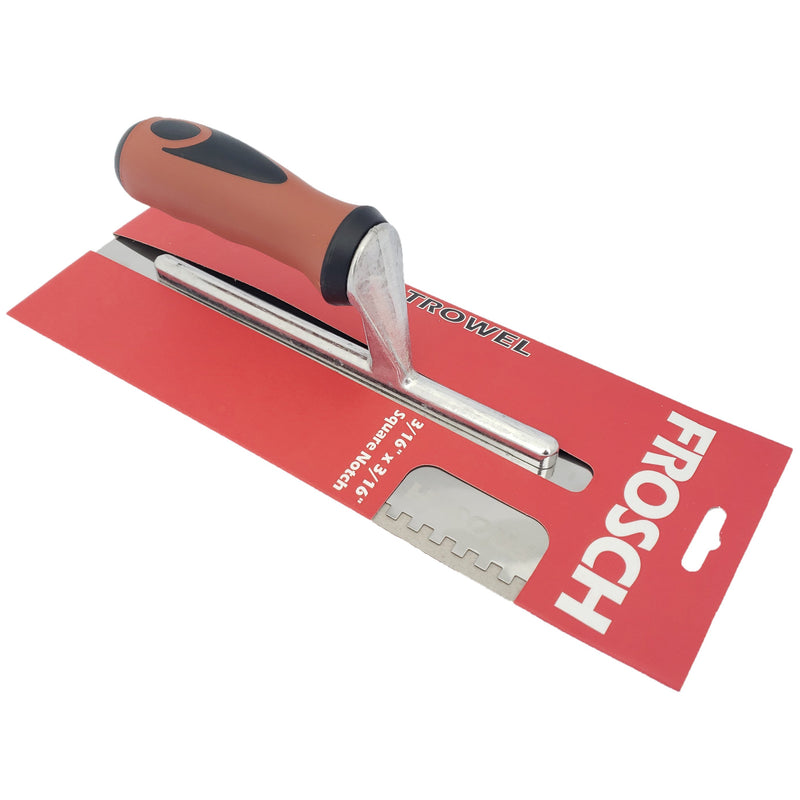 FROSCH Square Notch Stainless Steel Trowel - 3/16" X 3/16" [BOX of 24 Trowels]