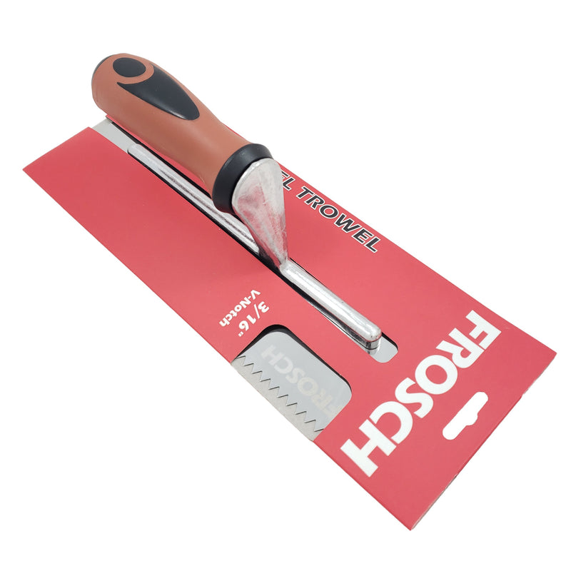 FROSCH V-Notch Stainless Steel Trowel - 3/16" X 3/16" [BOX of 24 Trowels]